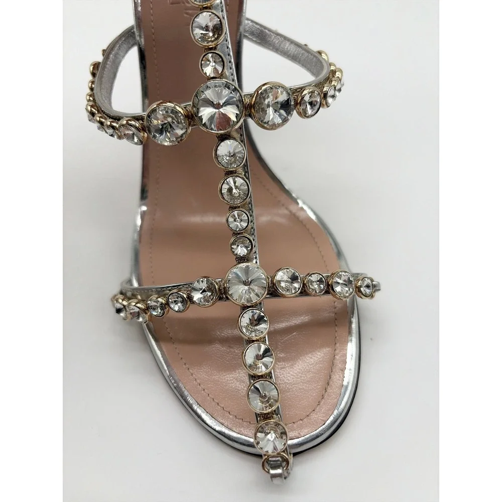Giambattista Valli Crystal-Embellished T-Strap‎ Sandals Pearl Heel Bridal 39